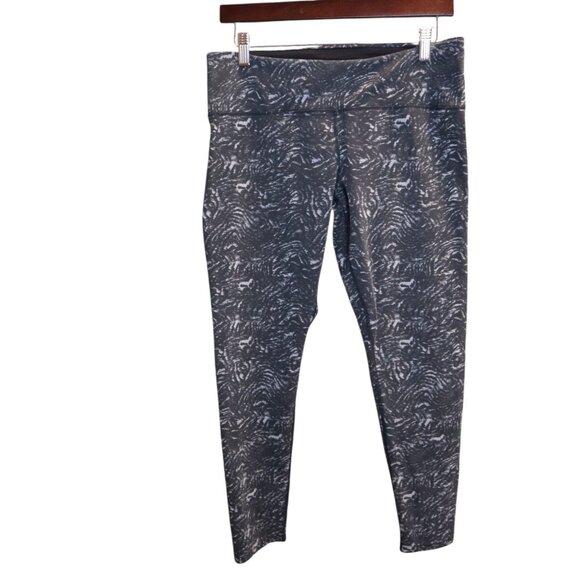 #788 Tuff Athletics Women's Large Workout Bottoms Black/Gray Leggings - Picture 1 of 4